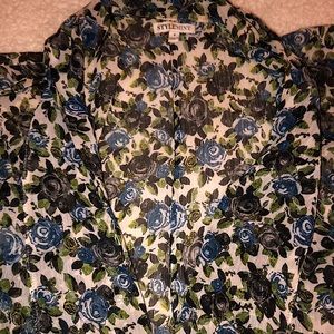 Stylemint Sheer Floral Top with Collar